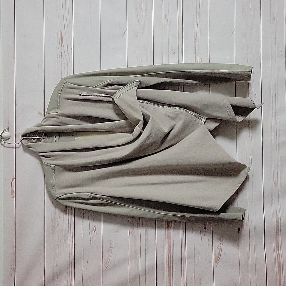 BLANKNYC  Faux Leather Asymmetrical Drape Front Long Sleeve MotoJacket Small